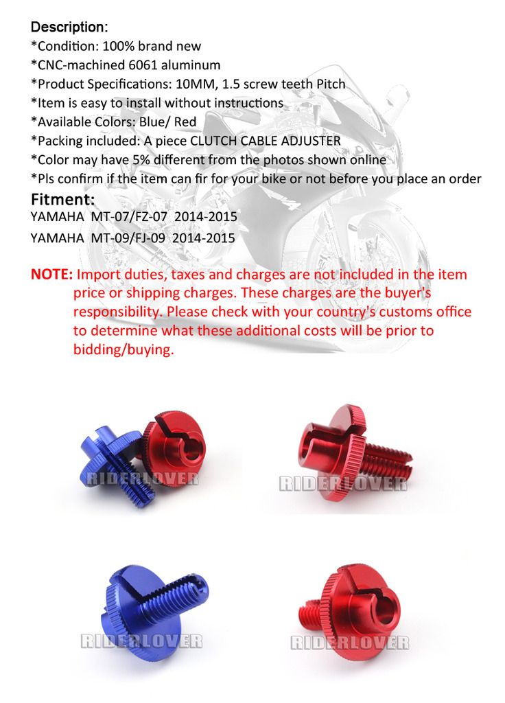 Brand New Clutch Cable Adjuster For Yamaha MT09 MT07 FJ09 FZ07 2014