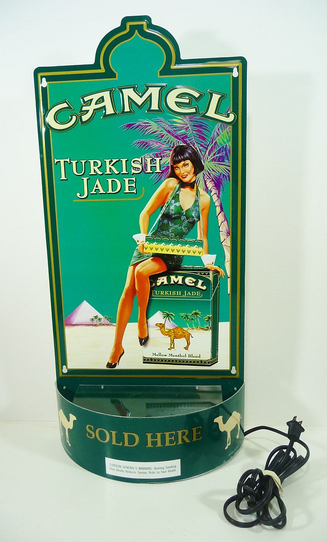 Vintage CAMEL Cigarette TURKISH JADE Light Up SIGN (1980's) Pin Up Girl