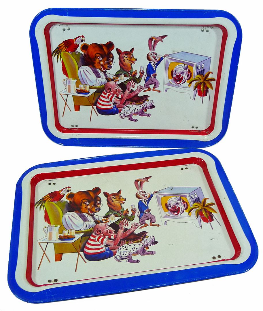 SET of 2 Vintage Childrens TV TRAYS (1960's) Metal Food Tray eBay