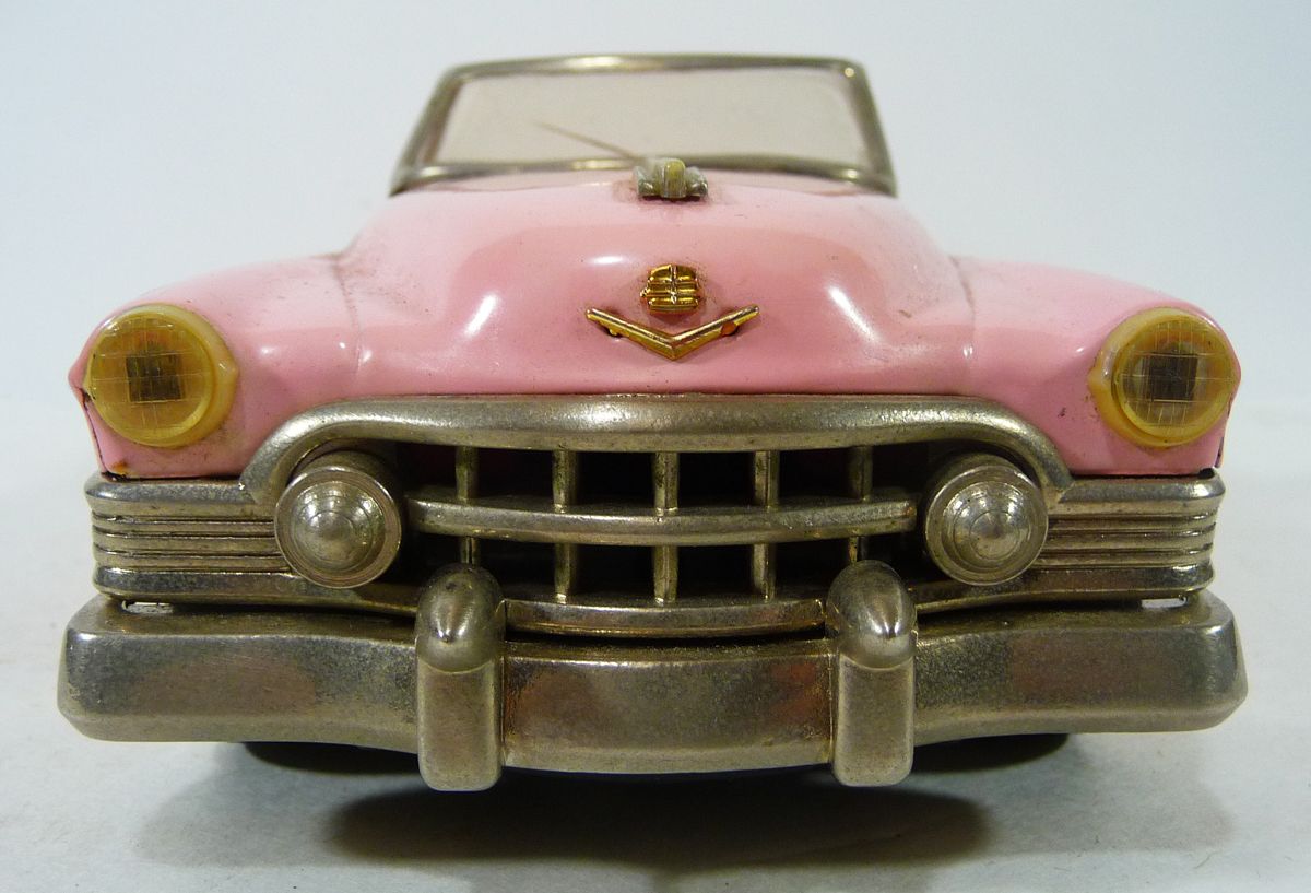 Vintage 1950 PINK CADILLAC CONVERTIBLE Friction Toy Car 50's Co. JAPAN